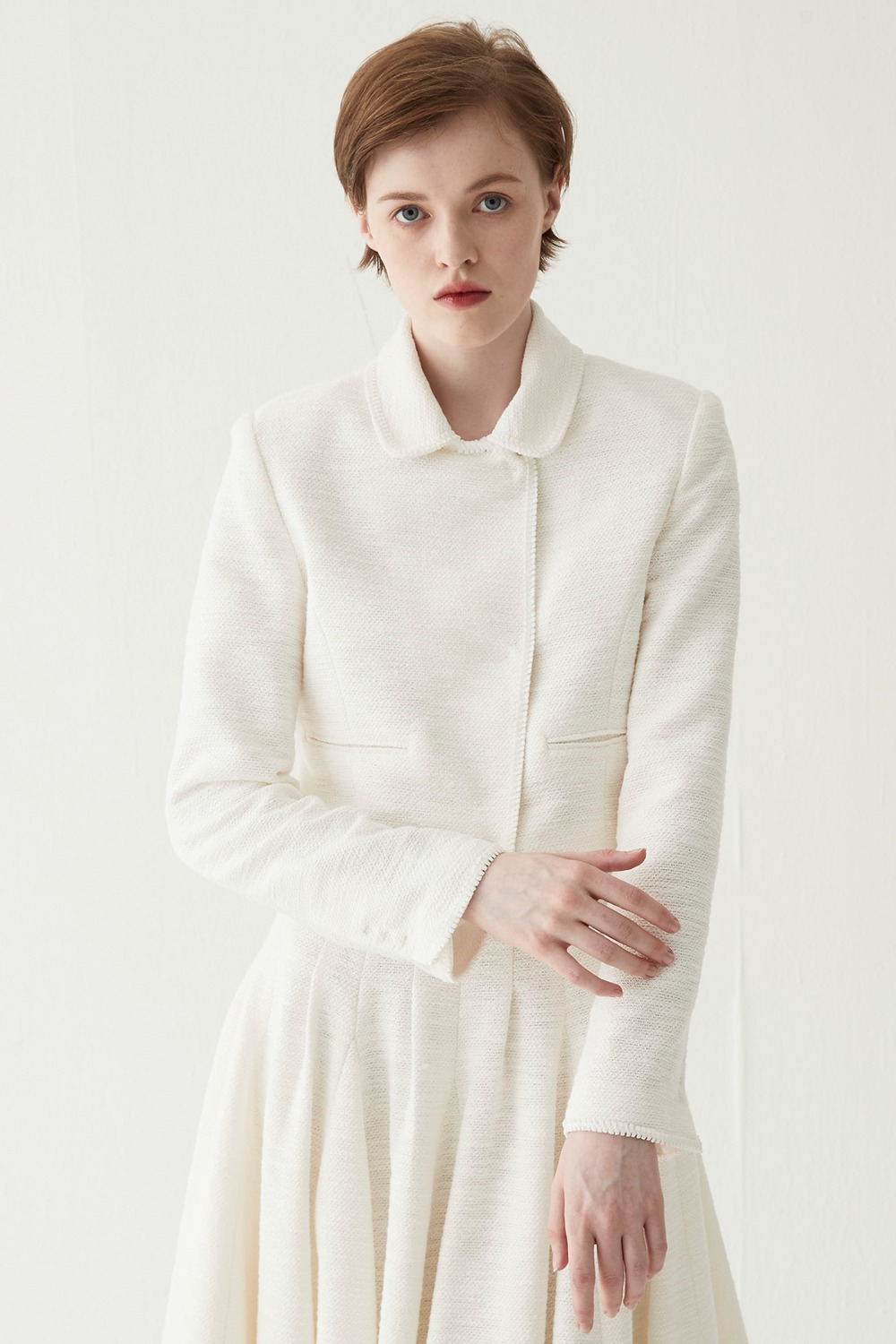 Tweed Cropped Jacket-White