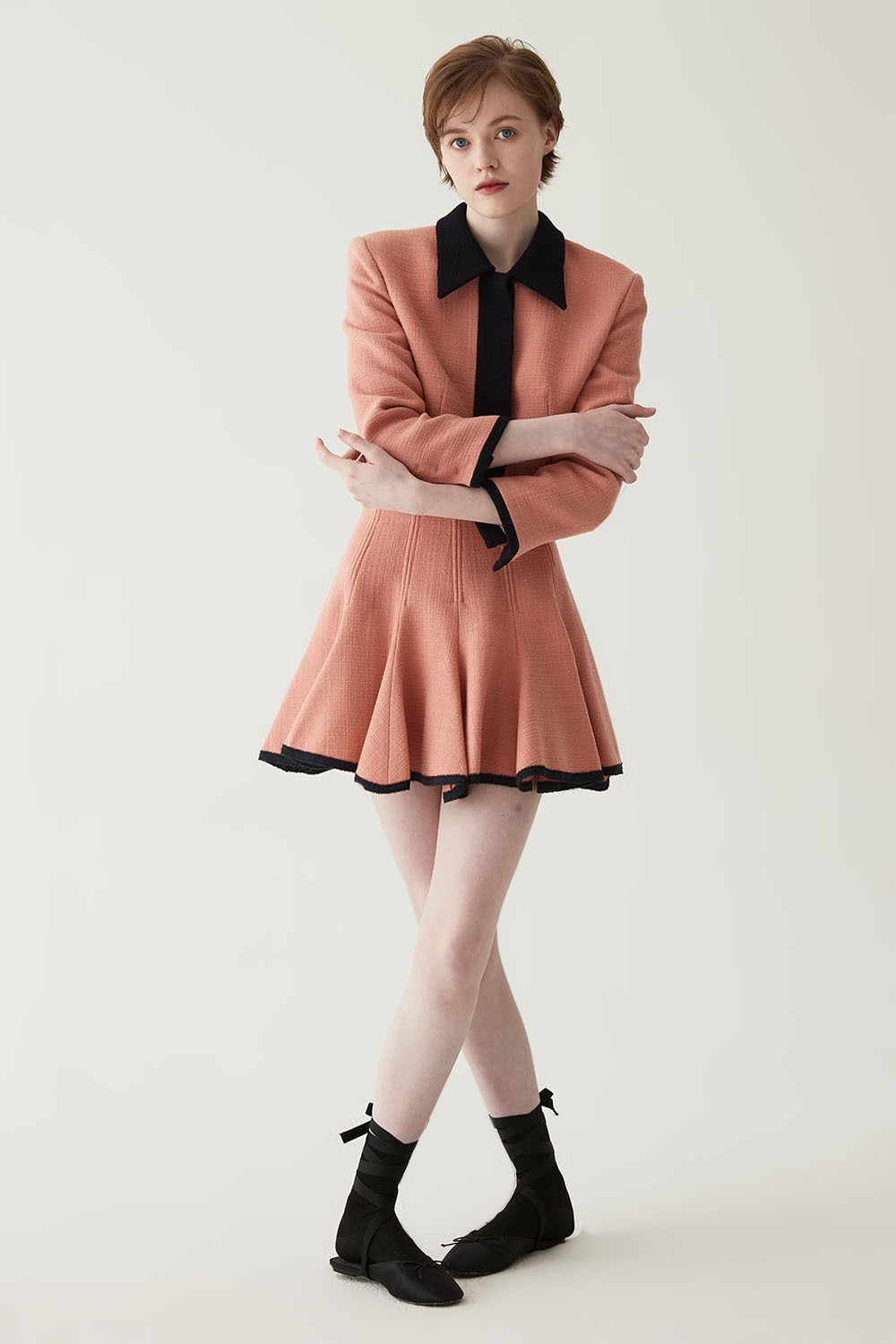 [카라 한승연님 착용] Color Block High-waist Flair Skirt-Pink