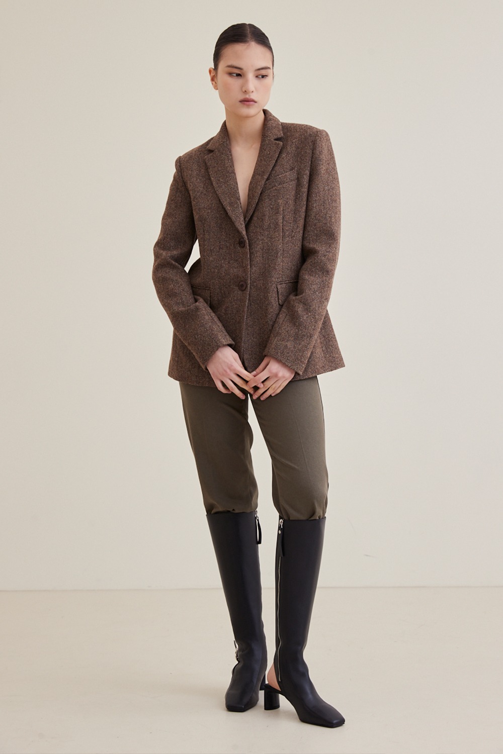 Merino Wool 100 Tweed Jacket - Brown